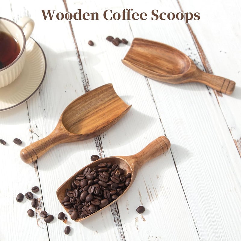 Lebami Large Wooden Coffee Scoop, 4pcs Coffee Scoops for Big Jars Canisters, Acacia Wood Ground Coffee Shovel Scooper Multipurpose, Kitchen Scooping Tool Beans Salts Spice Powder Tea Shovels - Image 2